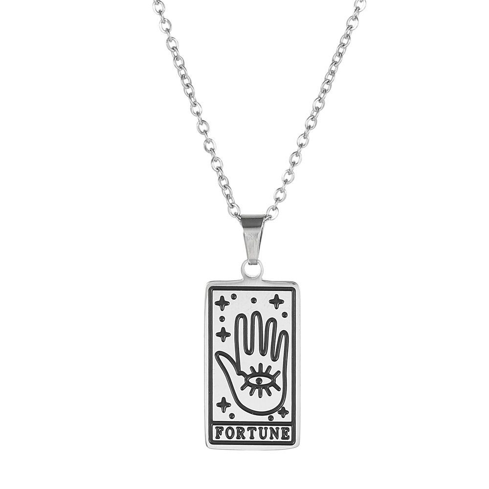 Tarot Pendant Necklace For Women Niche Design Titanium Steel Necklace Color Preserving Electroplated Necklace Clavicle Chain_ipsvogv.com