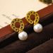 Exquisite circle horseshoe buckle pearl women's silver needle earrings, high-end, light luxury, versatile earrings_ipsvogv.com