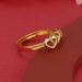 Vietnamese Sand Gold Double Love Women's Heart Shaped Simple, Fashionable, Versatile, Non Fading, Adjustable Ring_ipsvogv.com