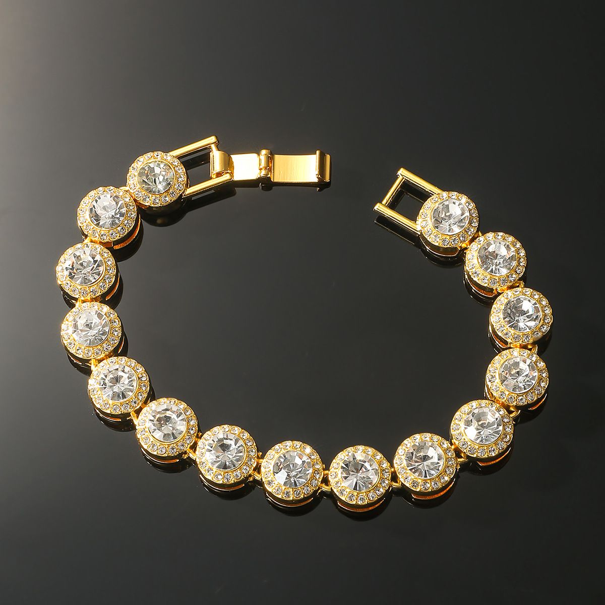 Hip-hop Geometric Alloy Inlay Zircon Men's Bracelets Necklace_ipsvogv.com