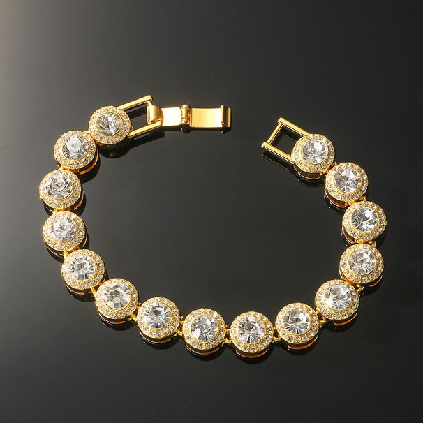 Hip-hop Geometric Alloy Inlay Zircon Men's Bracelets Necklace_ipsvogv.com