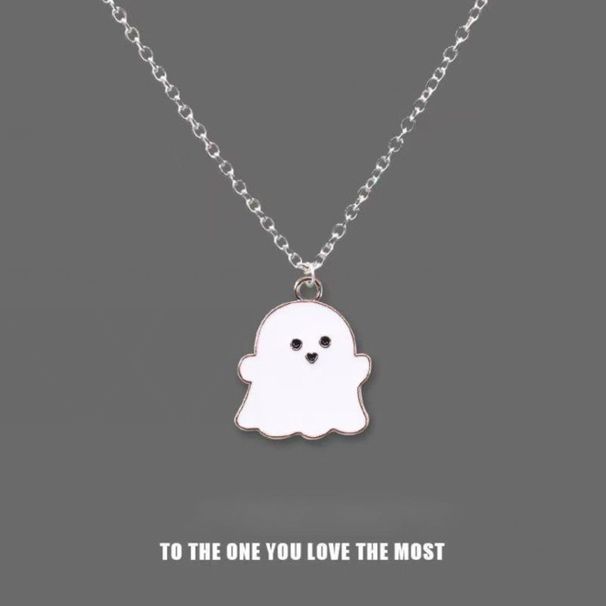 Black and white ghost couple necklace double necklace sweet cool girlfriends necklace parent child versatile new hanging neck sweet pendant_ipsvogv.com