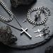Titanium Steel Retro Cross Pendant Combination Set New Jewelry Necklace Bracelet Earrings Ring Four Piece Accessories_ipsvogv.com
