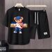 Men's Clothing 2024 Waffle Casual Summer Suit Men's Loose Teen Short sleeved T shirt Shorts Handsome Two piece Suit_ipsvogv.com
