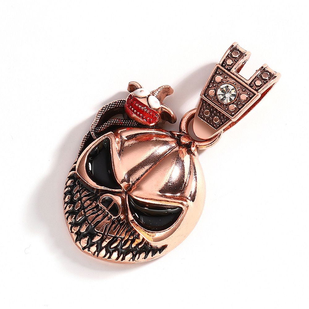 Halloween Oil Drop Skull Alloy Pendant Personality Exaggeration Men Hip Hop Fried Dough Twists Chain Necklace_ipsvogv.com