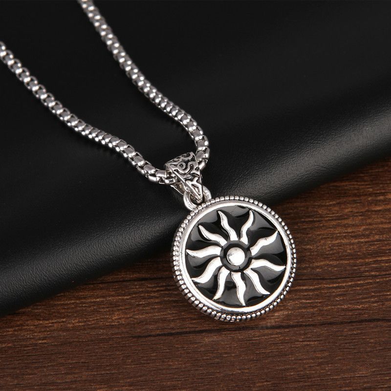 Sunflower Totem Titanium Steel Chain Men's Necklace Personality Necklace Sun God Fashion Pendant Item_ipsvogv.com