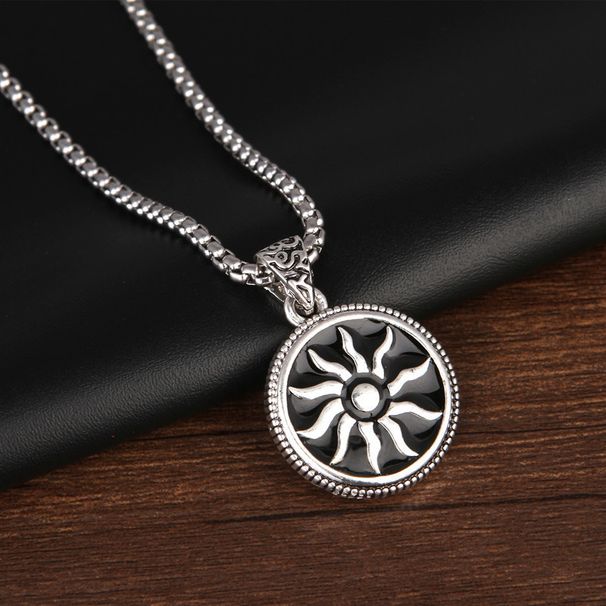 Sunflower Totem Titanium Steel Chain Men's Necklace Personality Necklace Sun God Fashion Pendant Item_ipsvogv.com