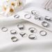 New Handmade Leaf Hollowed Flower Butterfly Ring Set Of 14 Pieces With Adjustable Joint Rings_ipsvogv.com