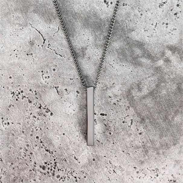 Mens Jewellery Rectangle Pendant Classic Width 2mm Stainless Steel K Chain Necklace For Men Jewelry Gift_ipsvogv.com