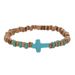 Hot Selling Coconut Shell Wood Chip Turquoise Cross Bracelet Men's Hip Hop Handmade Beaded Elastic Wood Bracelet_ipsvogv.com