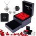 Women’s Jewelry Set Fashion Christmas Thanksgiving Valentine's Day gift projection necklace earrings eternal flower gift box_ipsvogv.com
