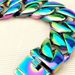 Rainbow Iridescent 32mm Man's Heavy Weight Bling Massive 316L Stainless Steel Bracelet_ipsvogv.com