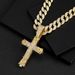 Street hip hop cross Cuban chain American style full diamond cross with buckle Cuban chain_ipsvogv.com