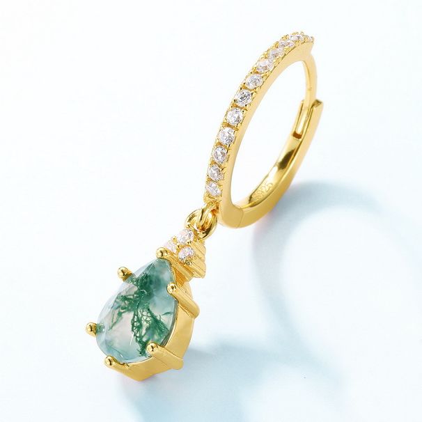 Light Luxury Green Moss Earrings S925 Silver Inlaid Water Grass Agate Earrings Fashionable All Match_ipsvogv.com
