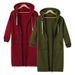 Women's Clothing Autumn and Winter Women's Clothing Hooded Long Sleeve Mid Length Sweater Fleece Long Coat_ipsvogv.com