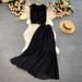 Women's fashion high-waisted lean pressed chiffon skirt two-piece set_ipsvogv.com
