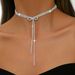 Bow Tassel Necklace - Full Diamond Clavicle Chain For Women_ipsvogv.com