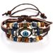 Blue Eye Beaded Multi-layer Cowhide Hollow Men's Leather Bracelet_ipsvogv.com
