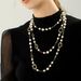 Bohemian Fashion Long Pearl Necklace With Teardrop Shaped Rhinestone Jewelry_ipsvogv.com