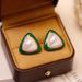 Women's Earrings Triangle pearl earrings female sterling silver green earrings temperament high-grade sense_ipsvogv.com