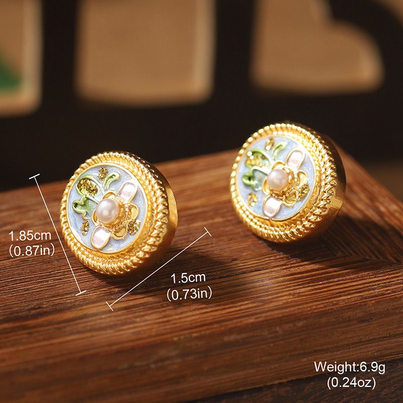New Chinese Monet Garden Original Baroque Pearl Earrings Dreamy Flower Temperament New Fashion Women's Earrings_ipsvogv.com
