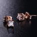 Unisex popular jewelry Korean four claw earrings micro inlaid platinum/rose gold earrings_ipsvogv.com