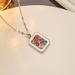 New Colored Zirconium Square Plate Pendant Necklace for Women in Bohemian Style Titanium Steel Lock Bone Chain Gold_ipsvogv.com
