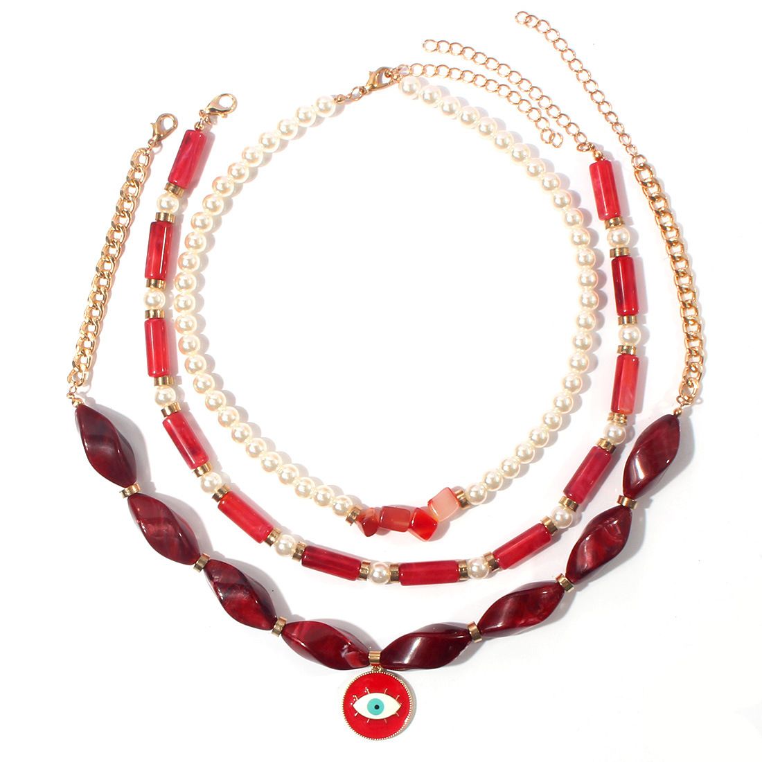 Multi Layer Necklace Devil Eye Pendant Fashion Exaggerated Resin Multi Layer Necklace_ipsvogv.com