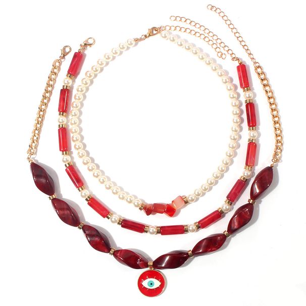 Multi Layer Necklace Devil Eye Pendant Fashion Exaggerated Resin Multi Layer Necklace_ipsvogv.com