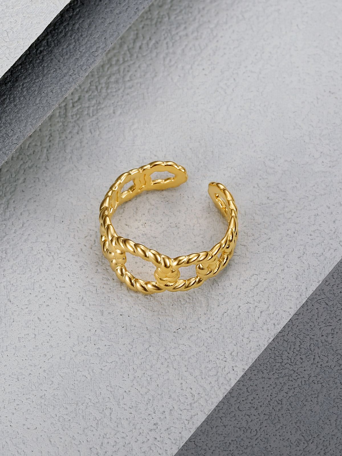 Cuban Chain Open Women's Versatile Cold Wind Titanium Steel Ring_ipsvogv.com