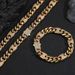 Hip Hop Street Rap Cuban Chain Pig Nose Micro Inlaid Zircon Texture Light Bracelet Necklace Set_ipsvogv.com