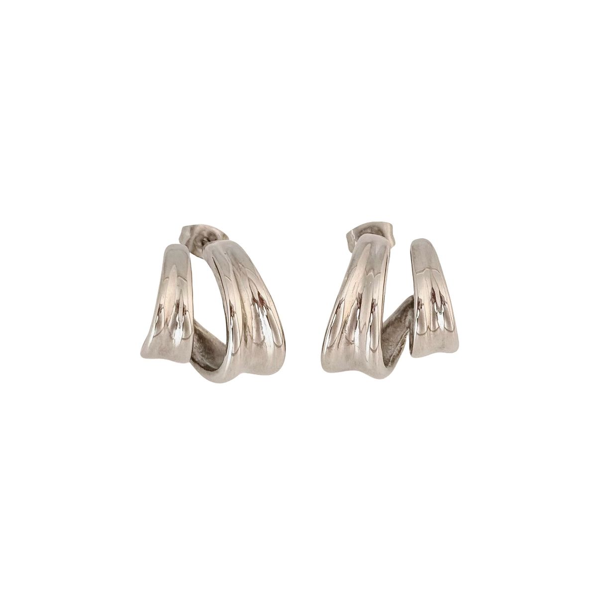 Spot Real Gold Electroplated Titanium Steel Fine Polished Double Layer Exquisite OOTD Gold And Silver Earrings_ipsvogv.com