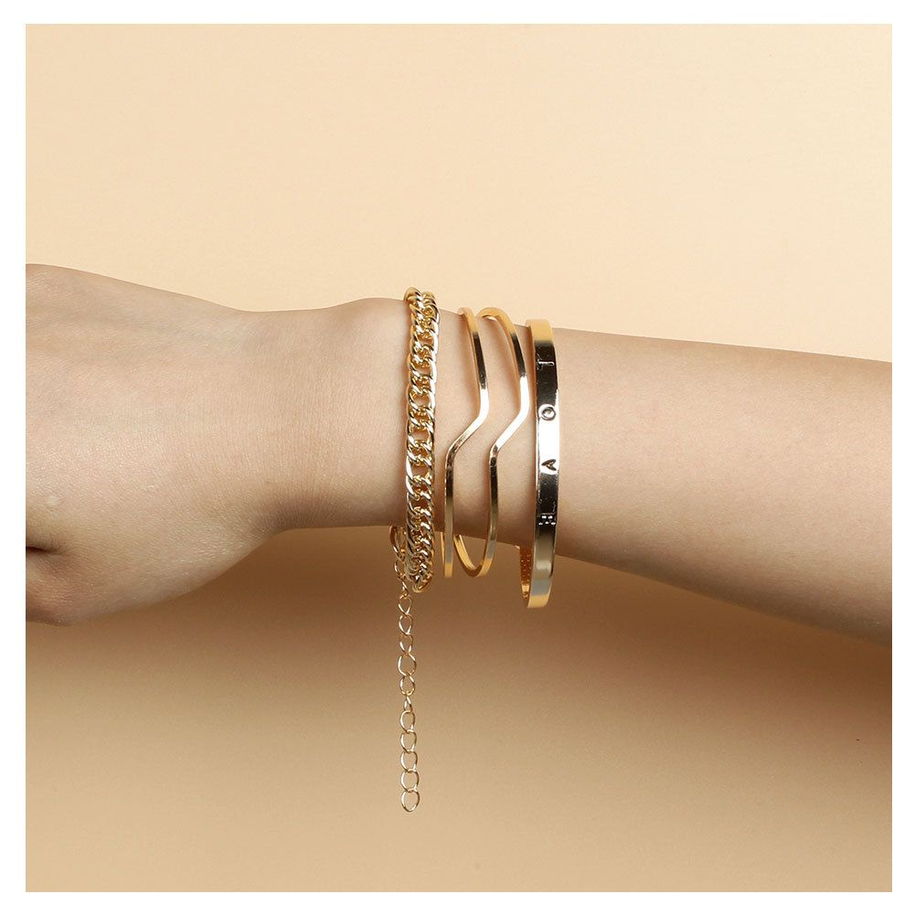 Gold Multi Layer Bracelet For Women Fashionable Street Shot Open Bracelet Bangle_ipsvogv.com