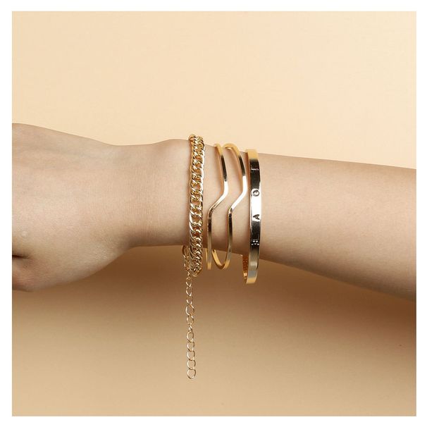 Gold Multi Layer Bracelet For Women Fashionable Street Shot Open Bracelet Bangle_ipsvogv.com