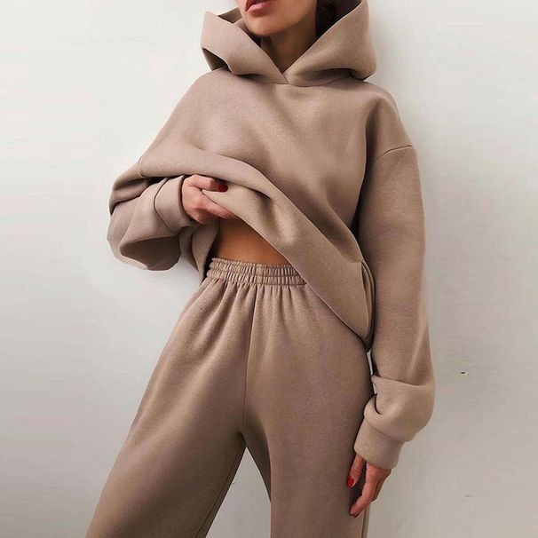 Women's Clothing sweatshirt set solid color casual fashion sports trousers two piece drop shipping_ipsvogv.com
