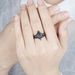 Sanjie Gun Black Three Piece Women's Set With Irregular Rainbow Stone Inlaid Couple's Ring_ipsvogv.com