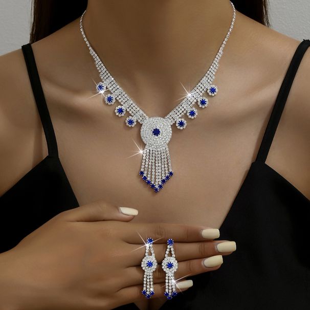 SAPPHIRE SPLENDOR 613 - Luxury Bridal Jewelry Set (Sapphire & Diamond Necklace & Earrings, Hot Seller)_ipsvogv.com