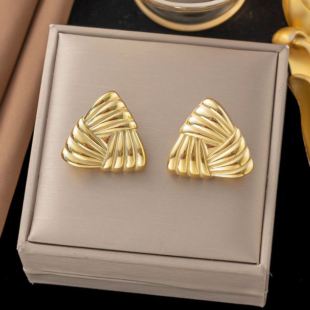 Trendy Fashionable Geometric Woven Striped Simple And Versatile, Triangular Square Lines, Textured Earrings, Earrings_ipsvogv.com