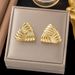 Trendy Fashionable Geometric Woven Striped Simple And Versatile, Triangular Square Lines, Textured Earrings, Earrings_ipsvogv.com