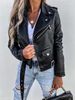 Women's jacket top PU leather jacket motorcycle short zipper_ipsvogv.com