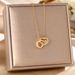 Kwai Live Broadcast Titanium Steel Necklace Women Micro Inlaid Full Diamond Double Ring Love Pendant Temperament_ipsvogv.com