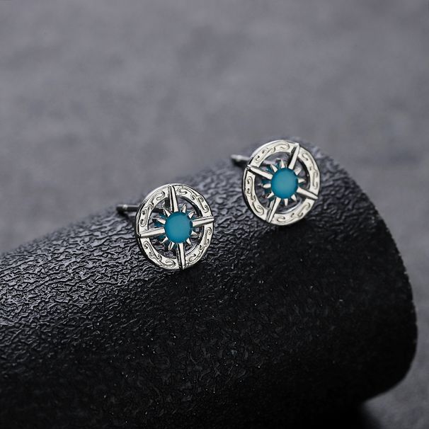 North Star Earstuds Men, Turquoise Cross Screws Twisting Ears, No Gender, Fashion Trend, Sterling Silver Earrings For_ipsvogv.com