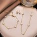 Fashion Round Pearl Stainless Steel Chain Bracelet Earring Necklace Accessory Set_ipsvogv.com
