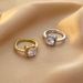 【 Real Gold Electroplating 】 Elegant And Advanced Zircon Super Sparkling Ring With Adjustable Opening For Women, Simple_ipsvogv.com