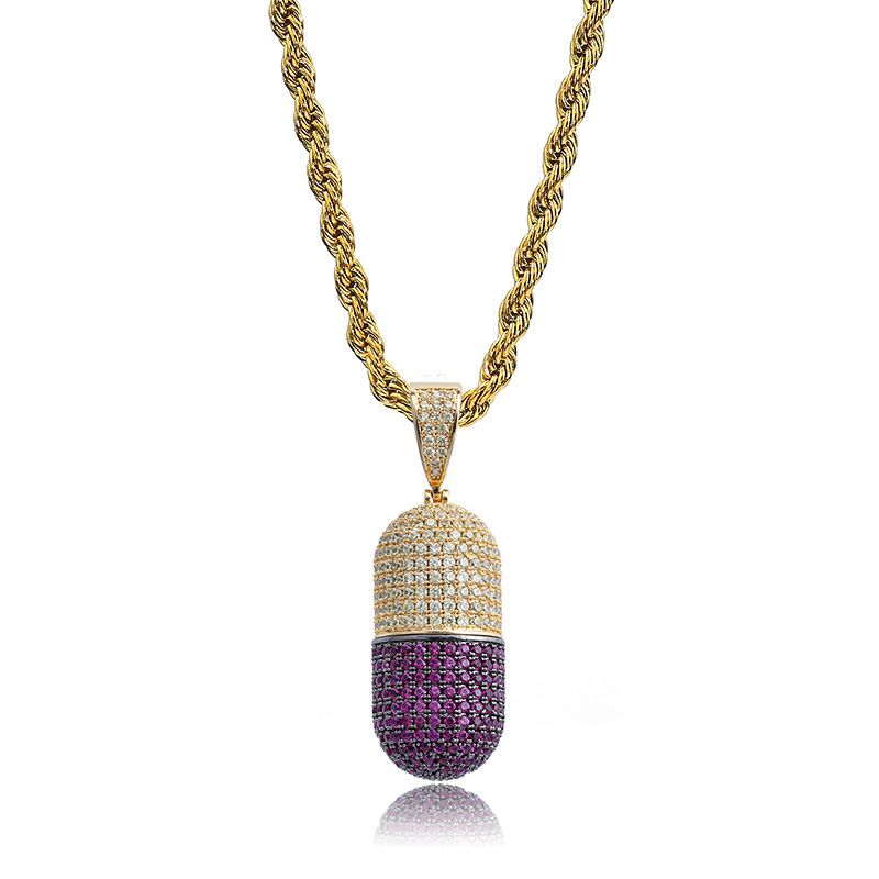 Personalized Capsule Pill Pendant Micro Inlaid Zircon Detachable Pendant Hip Hop Men And Women With The Same Amount_ipsvogv.com