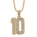 Men's Jewelry Hip Hop HIPHOP Jewelry Stainless Steel Gold Plated Diamond No. 10 Number Pendant Necklace_ipsvogv.com