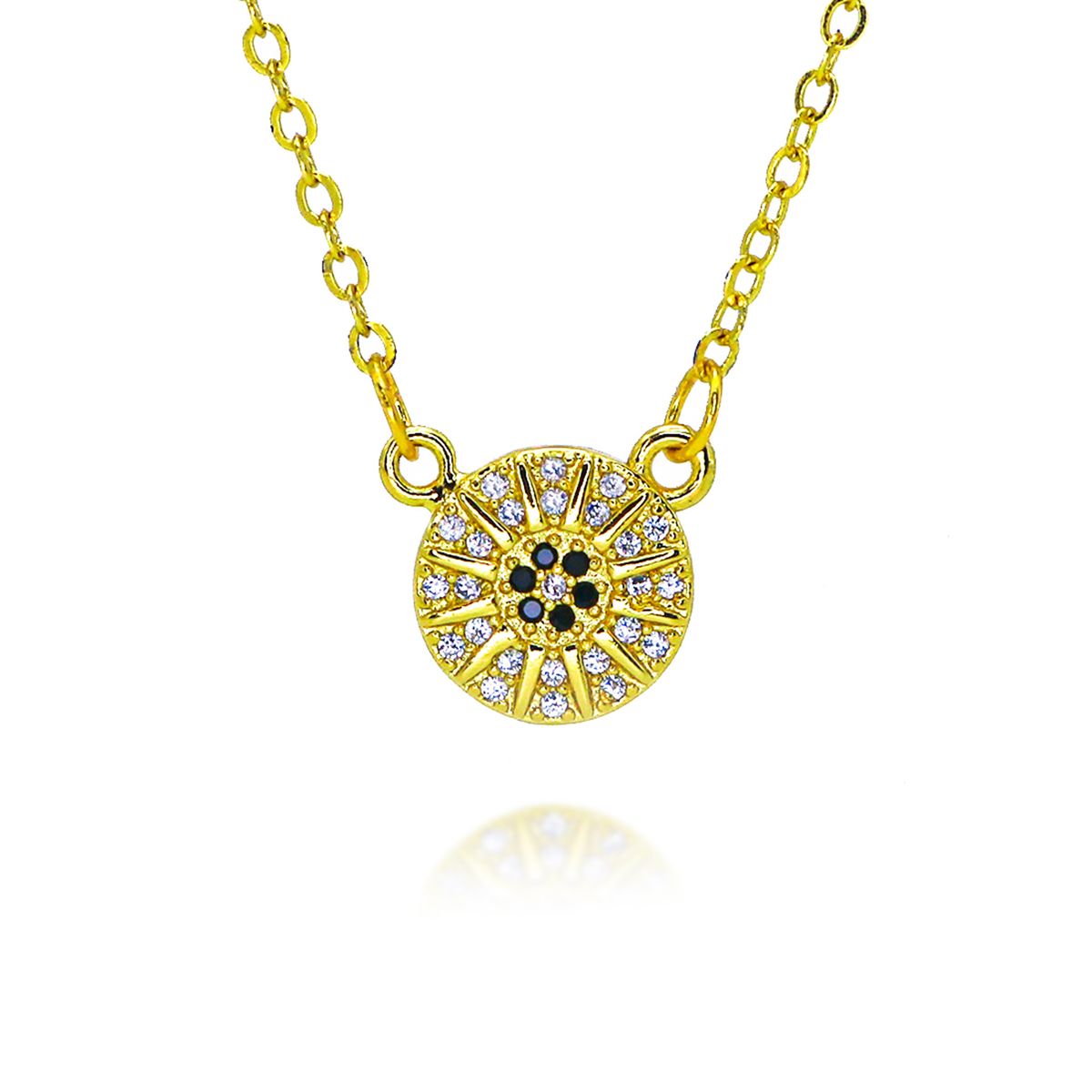 Copper Plated Gold Necklace Round Cake Full Pendant French Romantic Light Luxury High End Sense Hot Sale New_ipsvogv.com