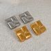 Real Gold Electroplated Titanium Steel Polished Square Plaid Bread OOTD Earrings_ipsvogv.com