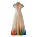 Women's Clothing rainbow print short sleeved loose skirt women's two piece suit_ipsvogv.com