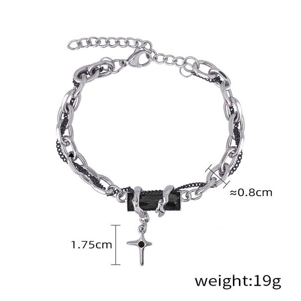 Dark Punk Hip-Hop Style Obsidian Wrapped Cross Men's Bracelet Personality Trendy Brand Sense Star Couple Jewelry_ipsvogv.com